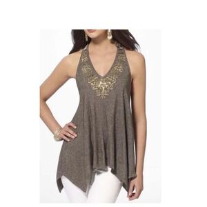 Cache Women's Small Sequin Green Tank Top